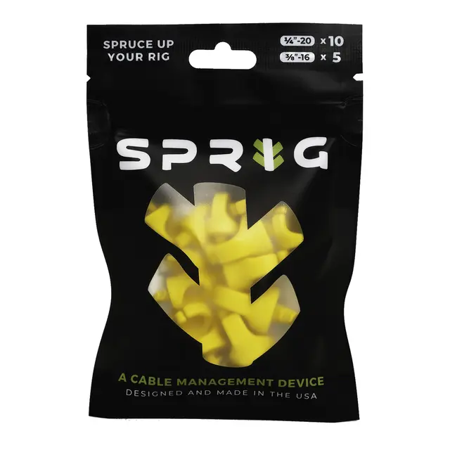 Sprig Cable Management Yellow Value pk 10x 1/4” Sprigs + 5x 3/8” Big Sprigs 