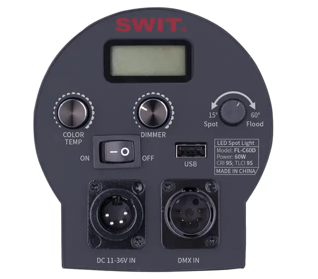 SWIT FL-C60D 60W LED Spotlight 25000 lux, V-Mount, DMX 2700-8000K 