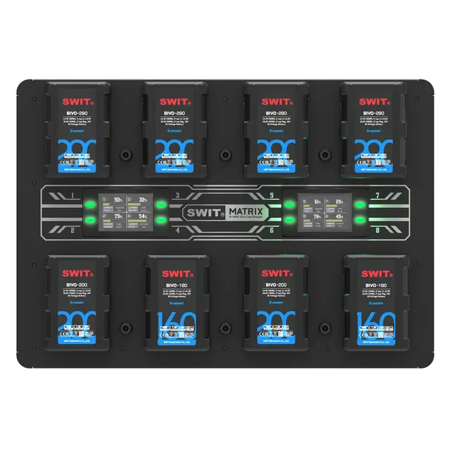 SWIT Matrix-B8 Vegglader B-Mount 8xB-Mount. Lader14/28 batterier samtidig 