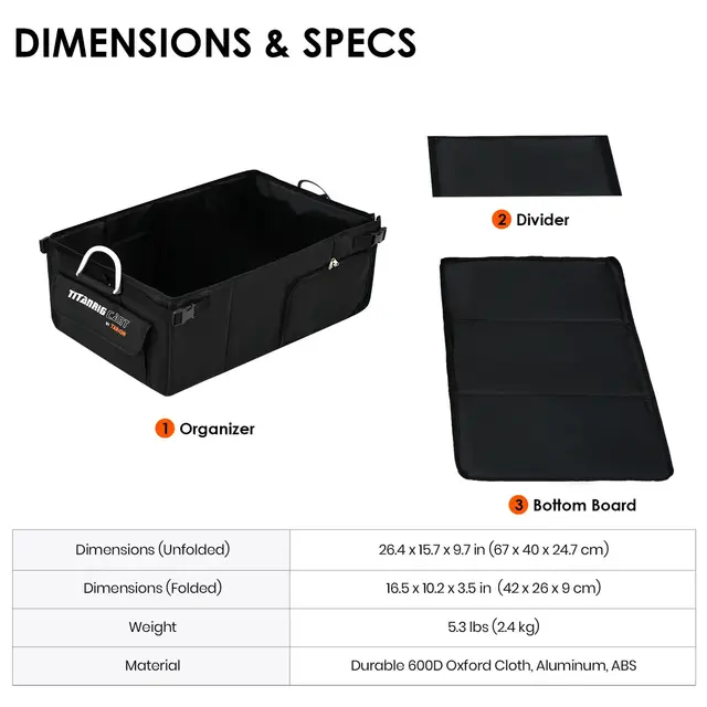 Tarion Foldable Organizer For Titanrig Cart 