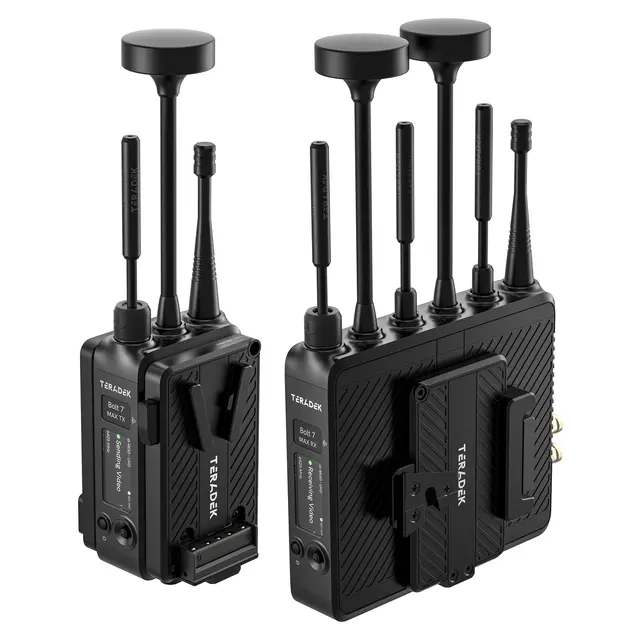 Teradek Bolt 7 MAX 12G-SDI/HDMI TX/RX Deluxe Set. 2 x V-Mount Battery Cradles 