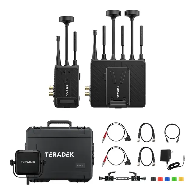 Teradek Bolt 7 MAX 12G-SDI/HDMI TX/RX Deluxe Set. 2 x V-Mount Battery Cradles 
