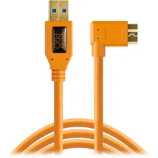 TetherPro USB 3.0 A til Micro B Vinklet 4,6 m Orange USB kabel