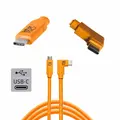 TetherPro USB-C til USB-C 4,6m Vinklet Oransje kabel med vinklet kontakt