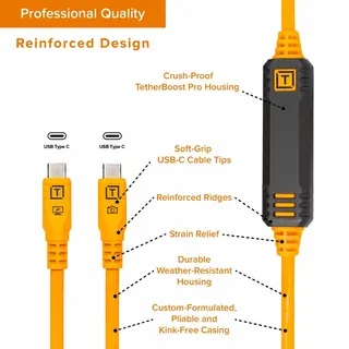 Tether Tools TetherPro Optima 10G 4,6m 4,6m. USB-C. Rett til Vinklet, Oransje