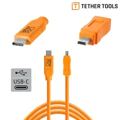 TetherPro USB-C to 2.0 Mini-B 8- Pin Ora USB-C 4,6 m orange kabel