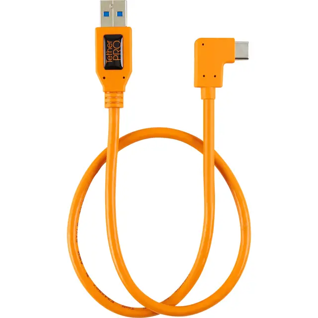 TetherPro USB-C til USB 3.0 Vinklet 50cm USB-C vinklet. 50cm orange kabel 