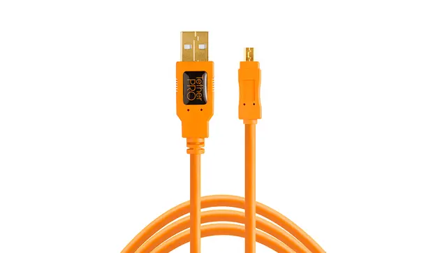 TetherPro USB 2.0 A Male til Mini-B 8Pin 4,6 m Orange kabel. 