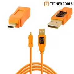 TetherPro USB 2.0 A Male til Mini-B 8Pin 4,6 m Orange kabel.