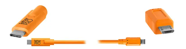 TetherPro USB-C till USB Micro-B 5 Pin USB-C 4,6 m orange kabel 