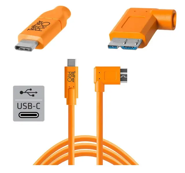 TetherPro USB-C to 3.0 Micro-B 4.6 m Ora USB-C - VINKLET Micro B. Orange kabel 