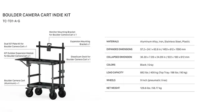 Tilta Boulder Camera Cart Indie Kit 