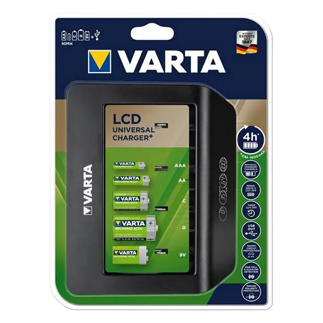 Varta Universal Batterilader med display Lader AA/AAA/C/D/9V 