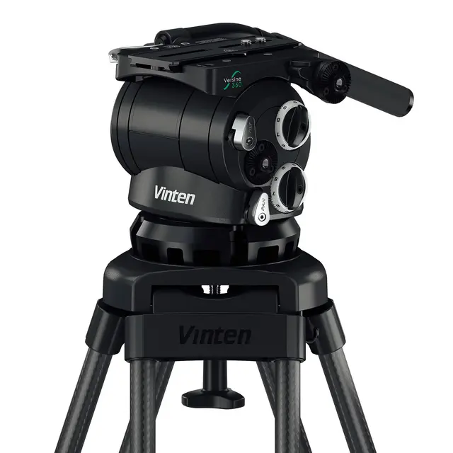Vinten 3880-3 Two-Stage Aluminum Tripod Versine 360 Fluid Head + Ground Spreader 