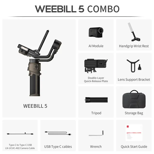 Zhiyun Weebill 5 Combo Gimbal med AI-Tracking 