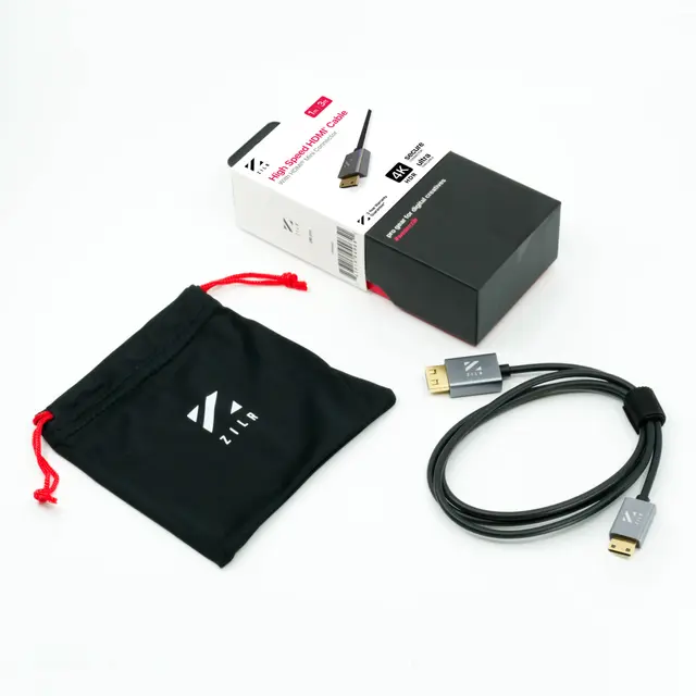 ZILR High Speed HDMI Secure Kabel 1m 4Kp60 Hyper-Thin Type-A Full-Type-C Mini 