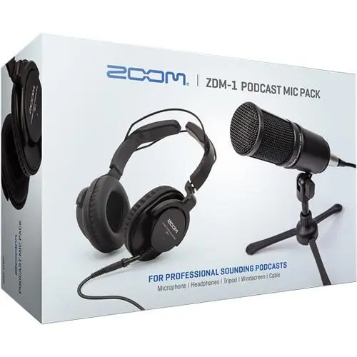 Zoom PodTrak P4 + Zoom ZDM-1 Podcast Mic Opptaker, Headset, bordstativ, hette 
