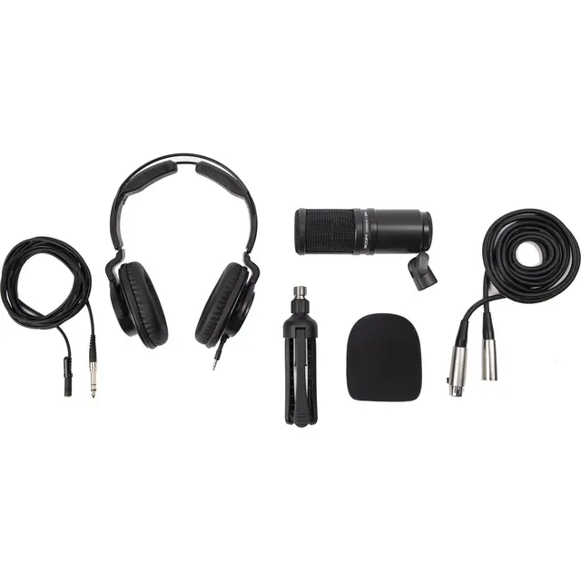 Zoom ZDM-1 Podcast Mic Pack Headset, bordstativ, vindhette og XLR 