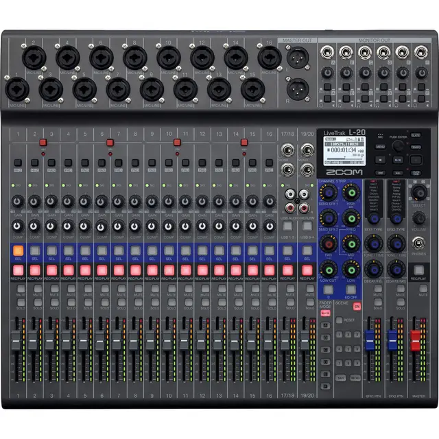 Zoom LiveTrak L-20 20-Kanal Digital Mixer & Multitrack Rec 