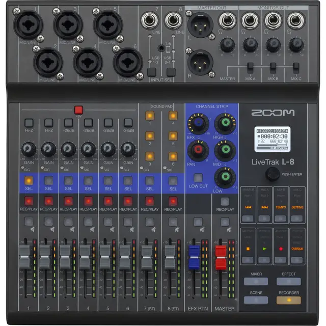 Zoom LiveTrak L-8 8-Kanal Digital Mixer & Multitrack Rec 